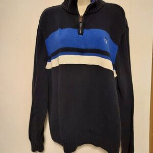 CHAPS  pit to pit 23 1/4 length is 27 Black.Blue,and white VGC